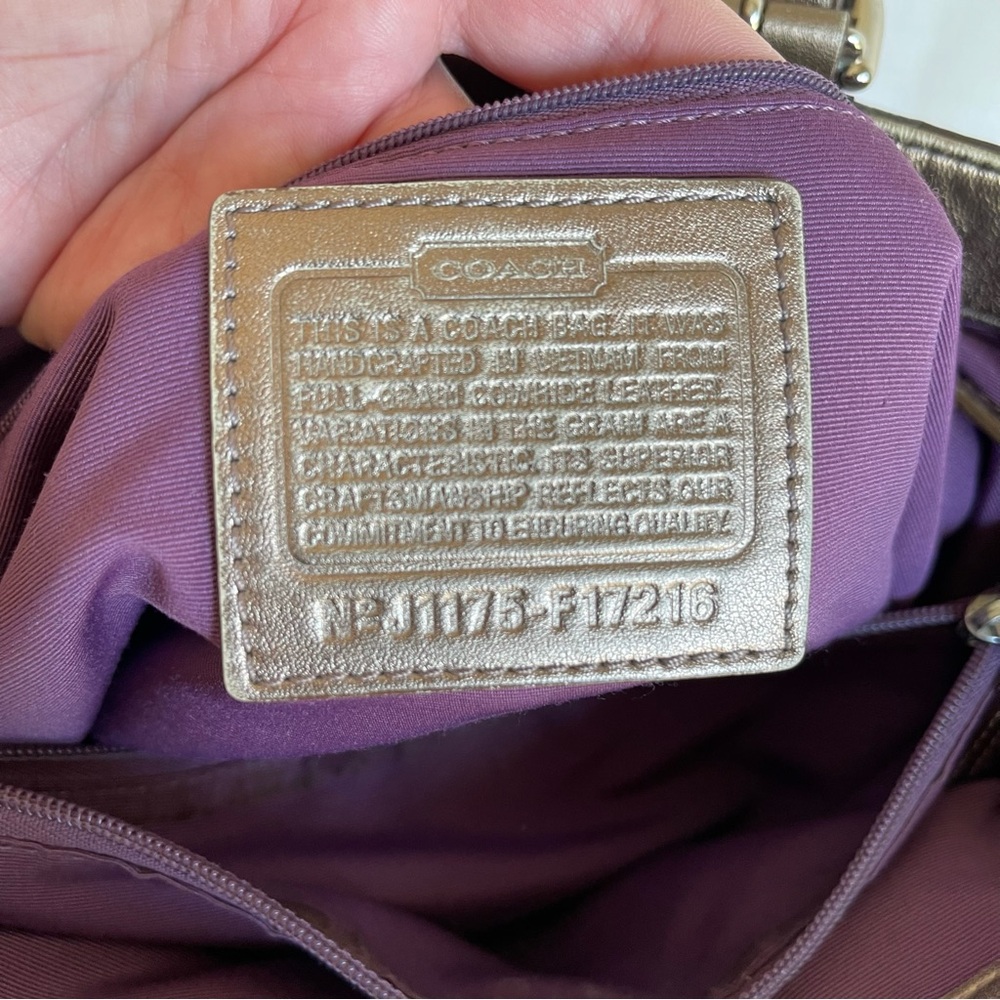 ON HOLD-Coach Metallic Bronze Leather Tote with Wristlet - Picture 7 of 16